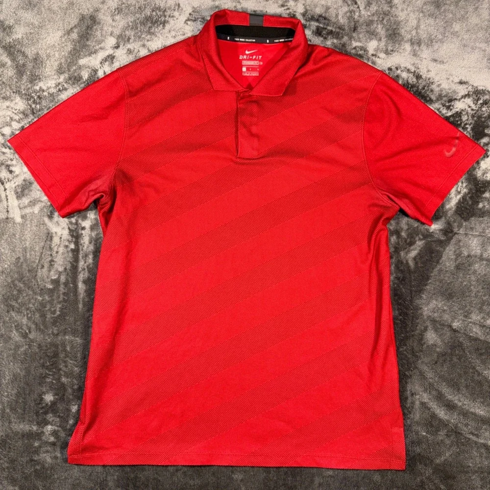Nike Tiger Woods Collection Dri-FIT Golf Polo Red Striped CK6313-687 Mens Large
